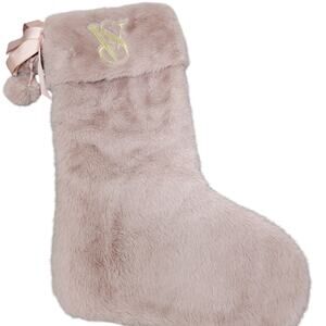 Victoria’s Secret Mauve Pink Faux Fur Christmas Stocking New